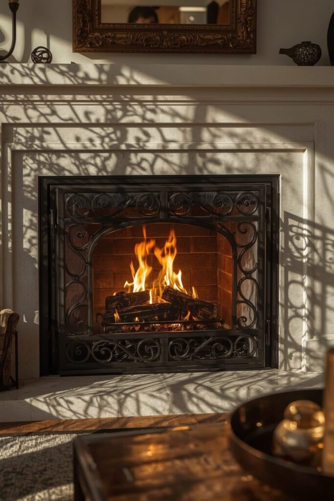 Fold‑Down Iron Fireplace Screen