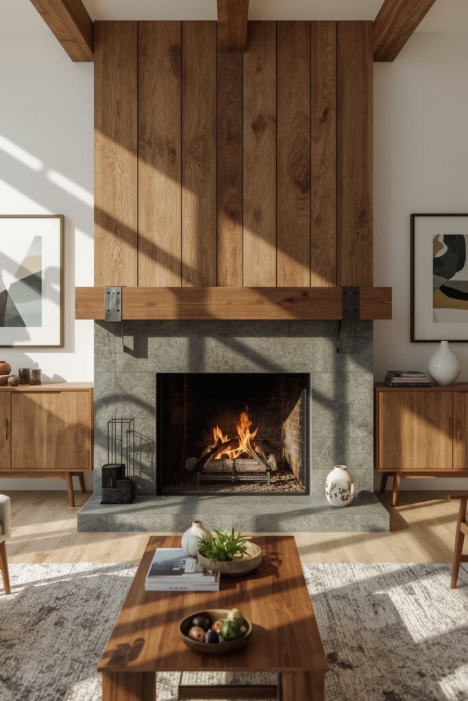 Wood-and-Metal Hybrid Mantel