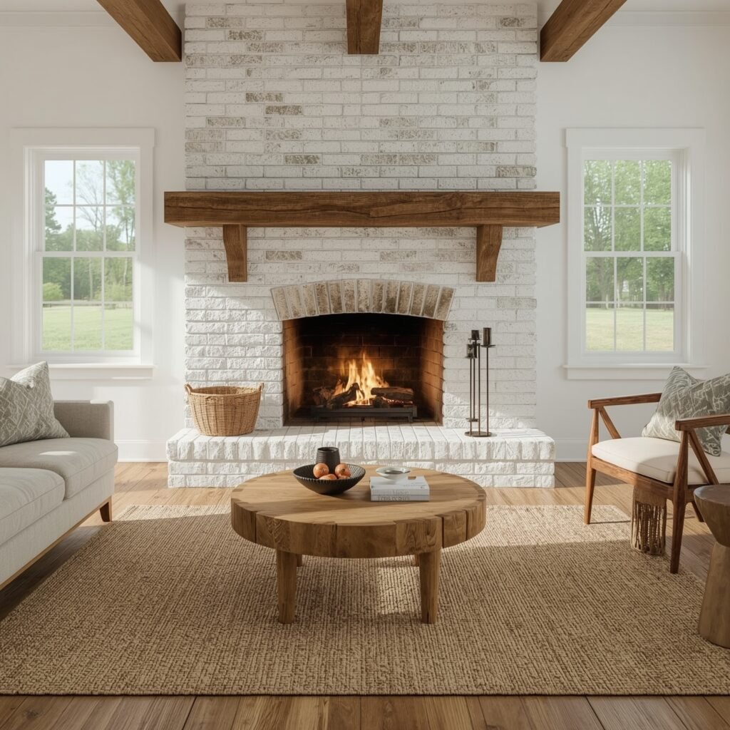 Whitewashed Thin-Brick Overlay for Farmhouse Warmth
