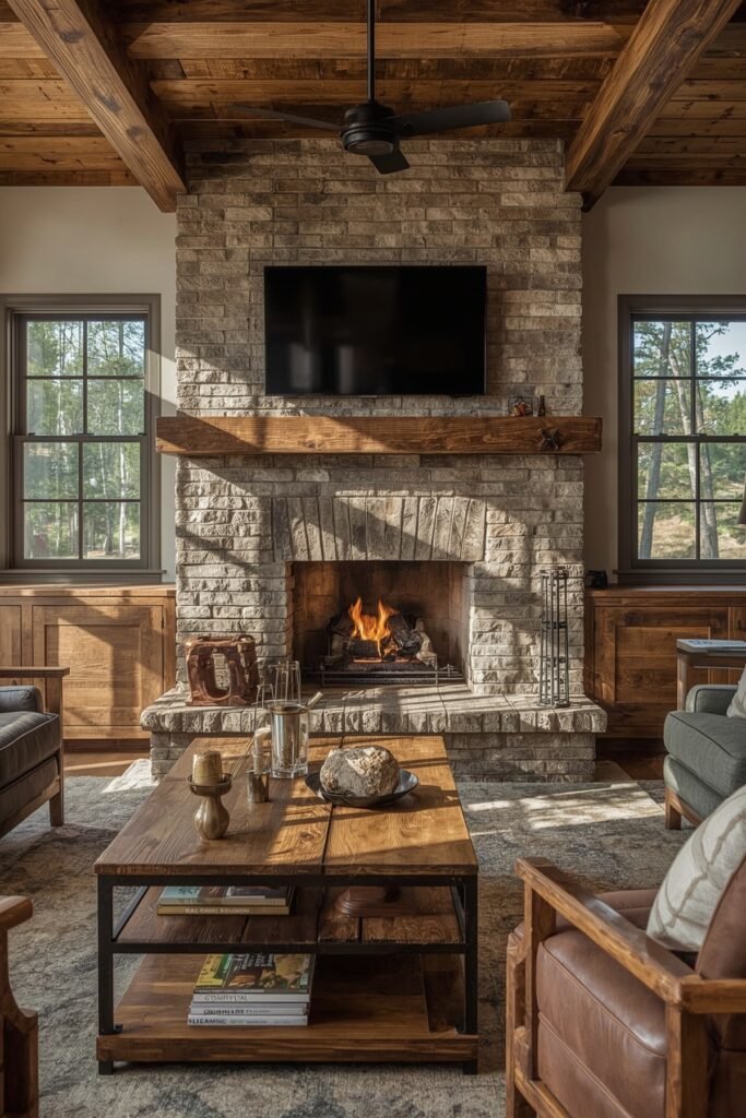 Reclaimed Railroad-Tie Mantel