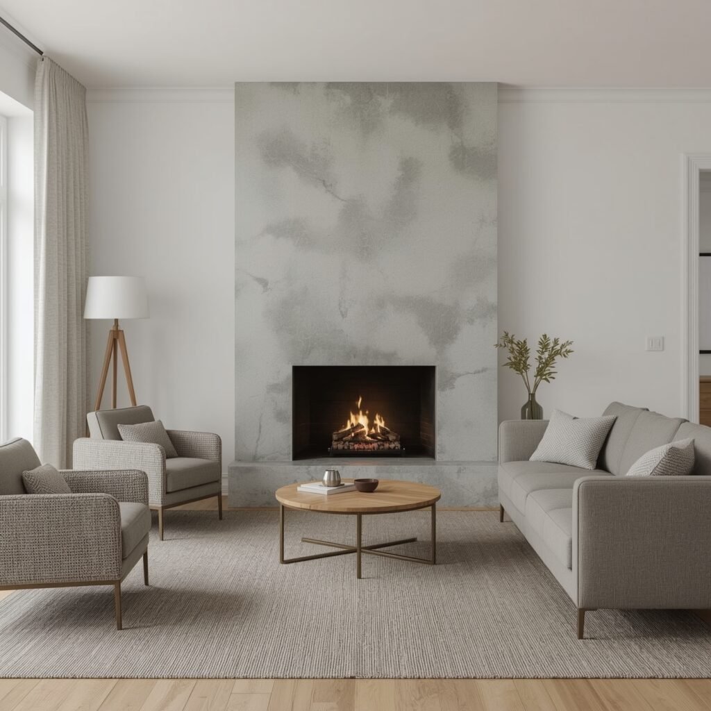 Lime-Slaked Cloudy Finish in Varying Shades of Gray