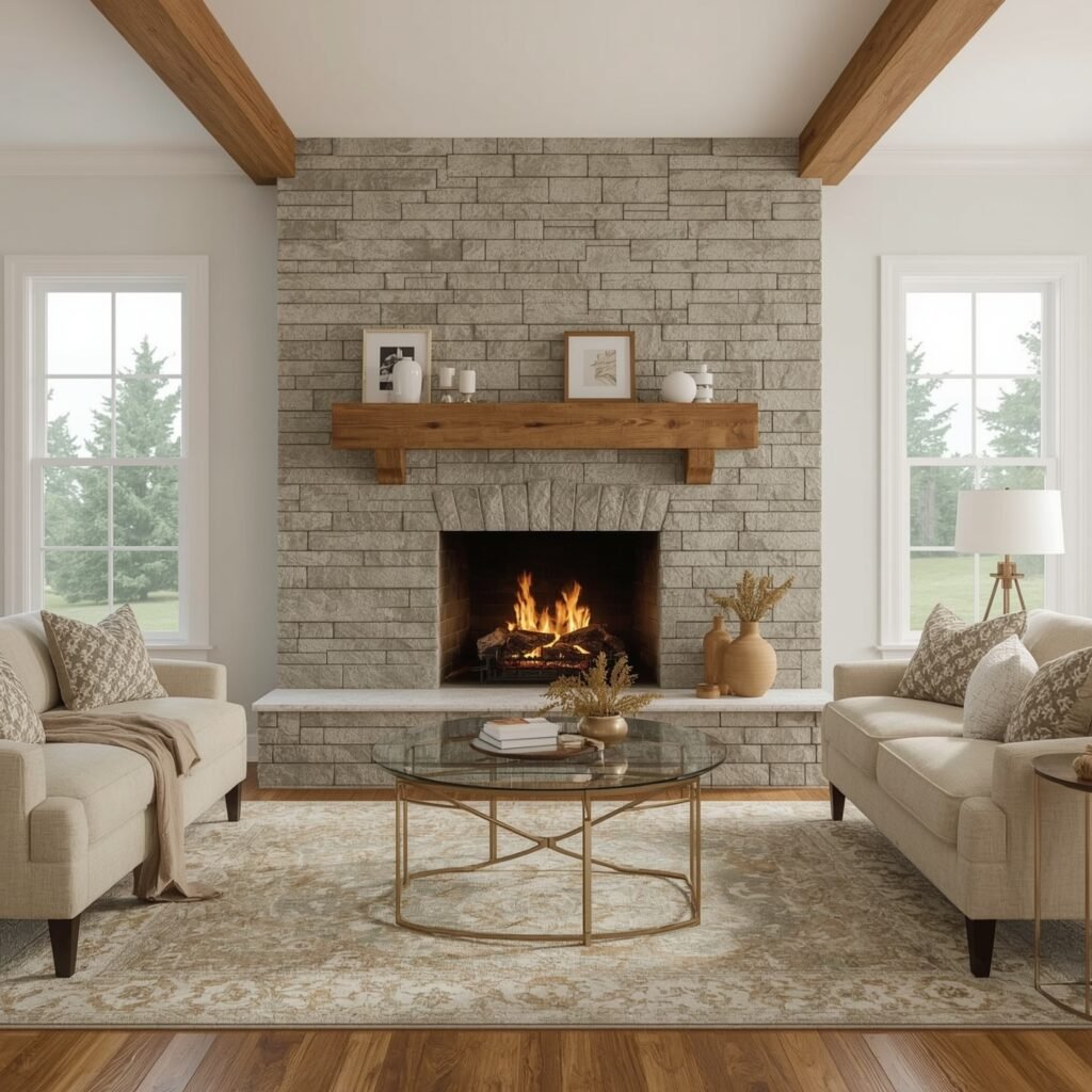 Faux-Stone Panel Kit in Ashlar Pattern for Budget Makeover