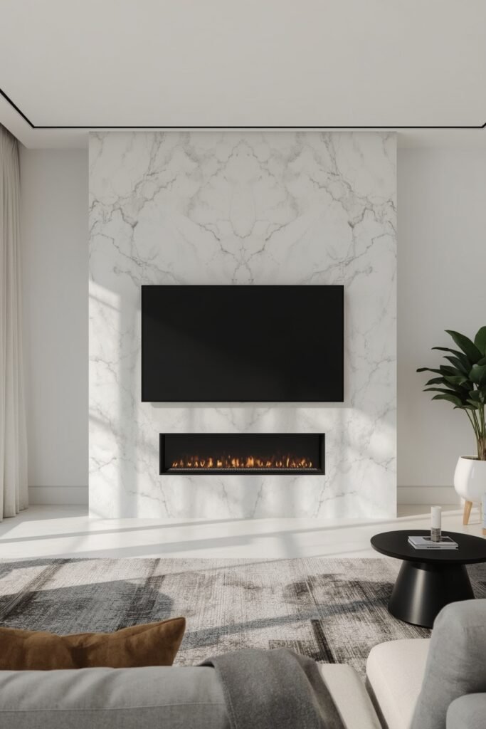 Minimalist Marble Slab Surround