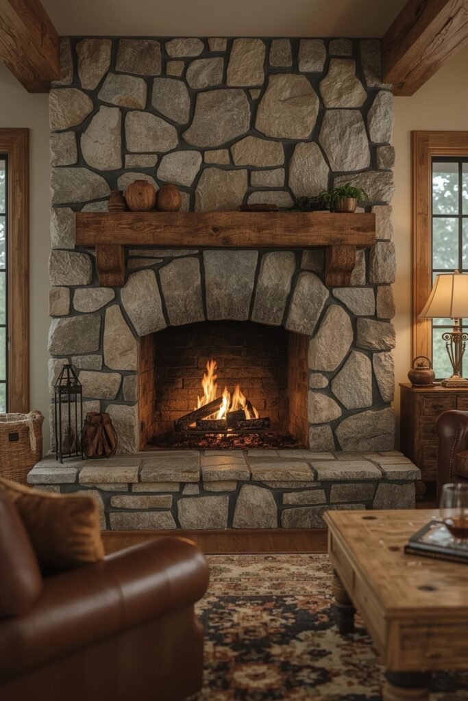 Classic Flagstone Fireplace