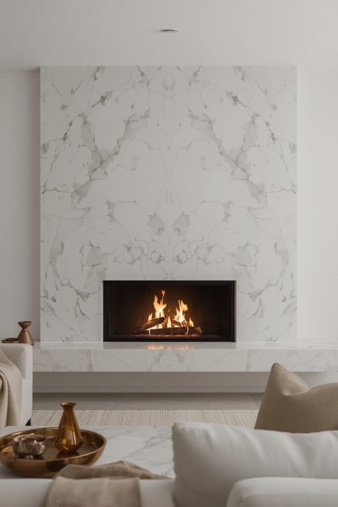 Minimalist Marble Fireplace