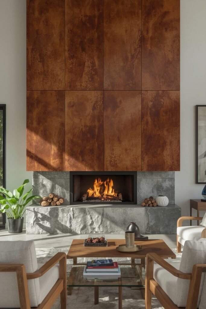 Corten Steel Fireplace Frame