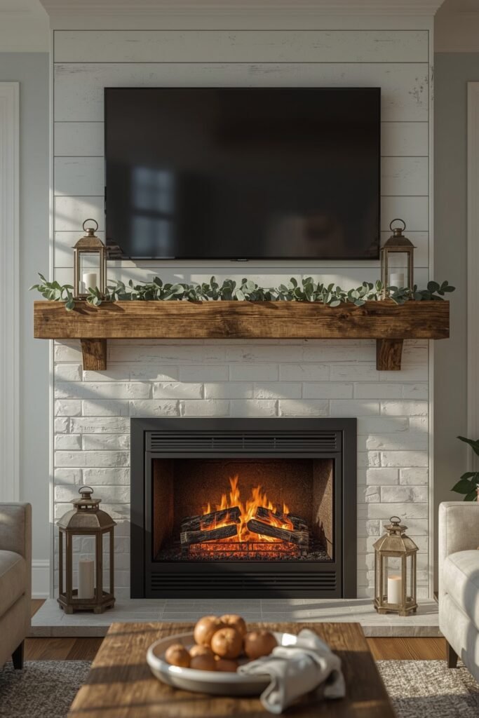 Farmhouse Mantel with Heat-Deflector Hood